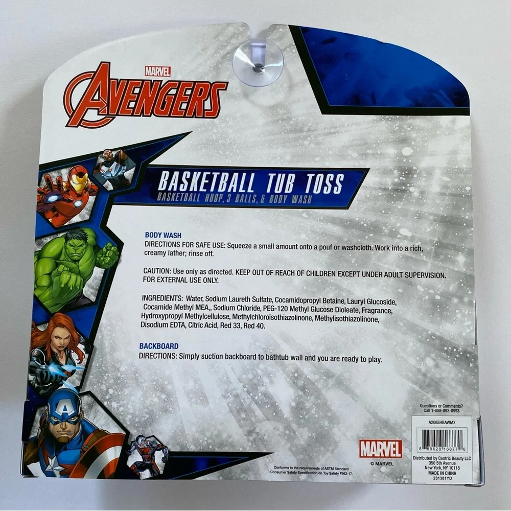 Marvel AVENGERS Bath Set Basketball Tub Toss Bath Game & Body Wash Set 5 pc set